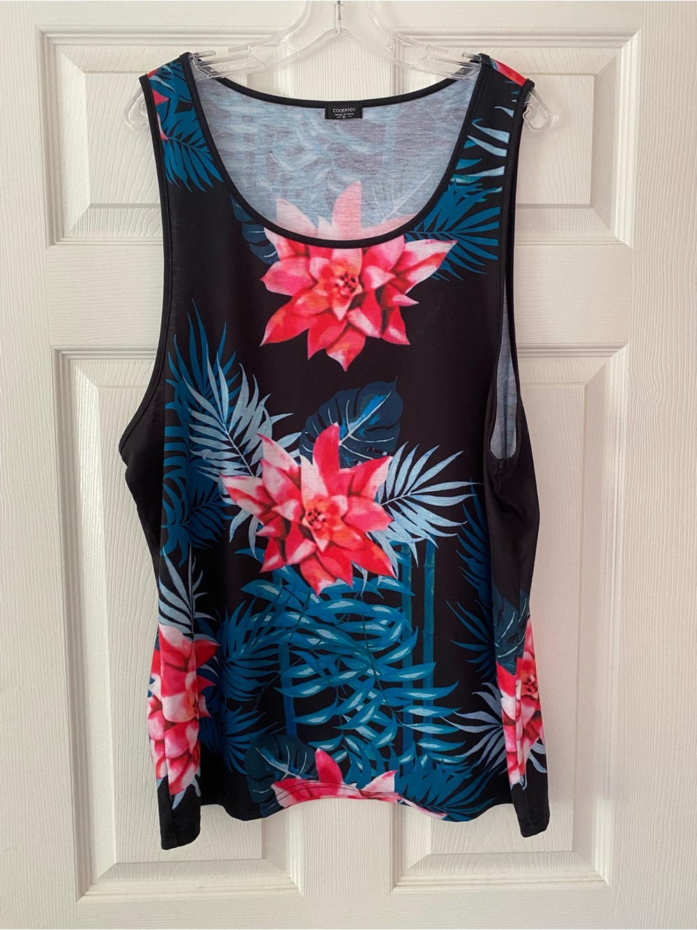 Black Tropical Tank Vacation Urban Streetwear Beach Dopamine Vibrant - Mens’ XL